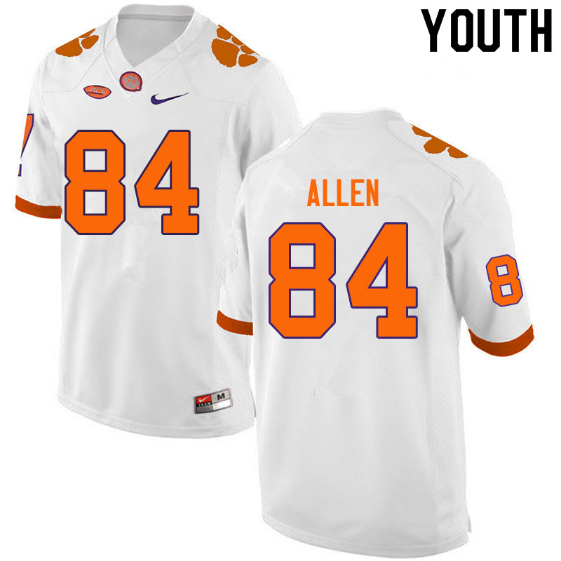 Youth #84 Davis Allen Clemson Tigers College Football Jerseys Sale-White - Click Image to Close